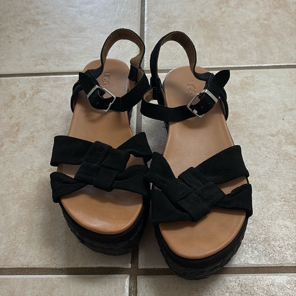 UGG Neusch Leather Espadrille Platform Sandal Size 9.5